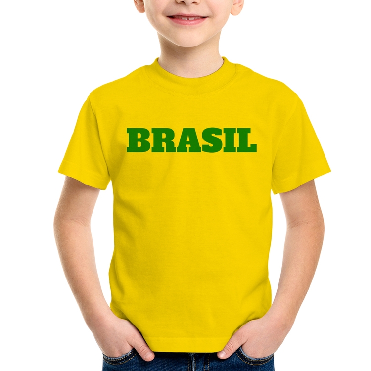 Camiseta Infantil Brasil - Copa do Mundo - Amarela
