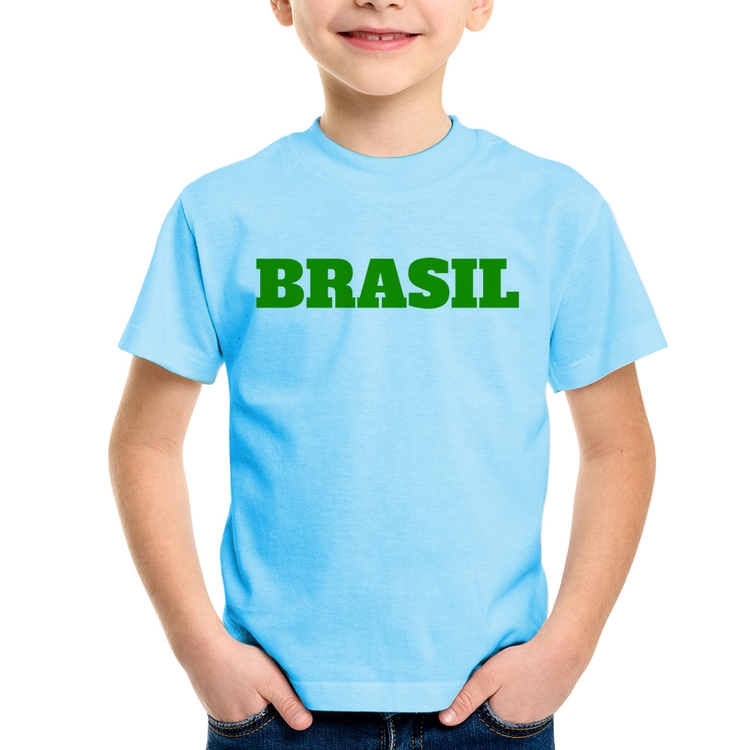 Camiseta Infantil Brasil - Copa do Mundo - Azul Bebê