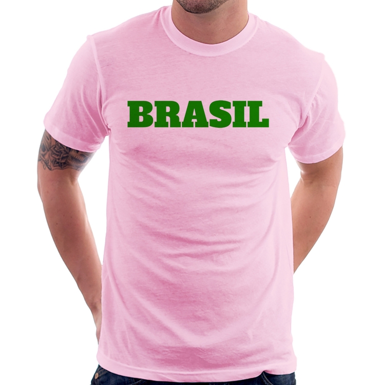 Camiseta Brasil - Copa do Mundo - Rosa Bebê