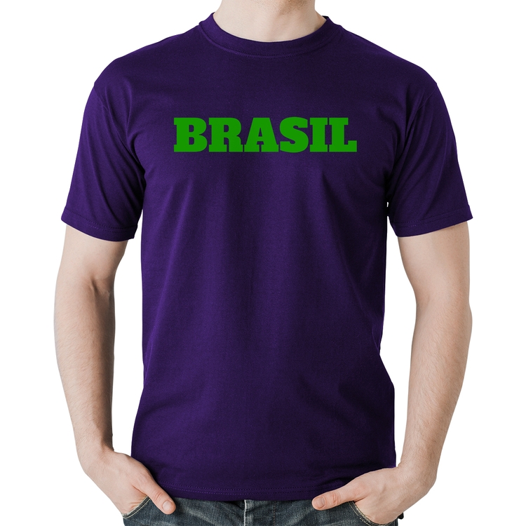 Camiseta Algodão Brasil - Copa do Mundo - Roxa