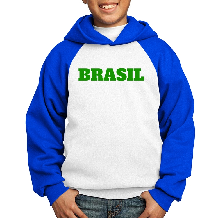 Moletom Infantil Brasil - Copa do Mundo - Branco/Azul