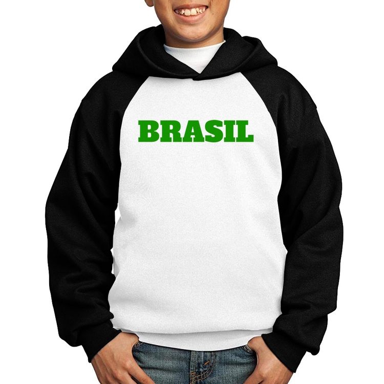 Moletom Infantil Brasil - Copa do Mundo - Branco/Preto