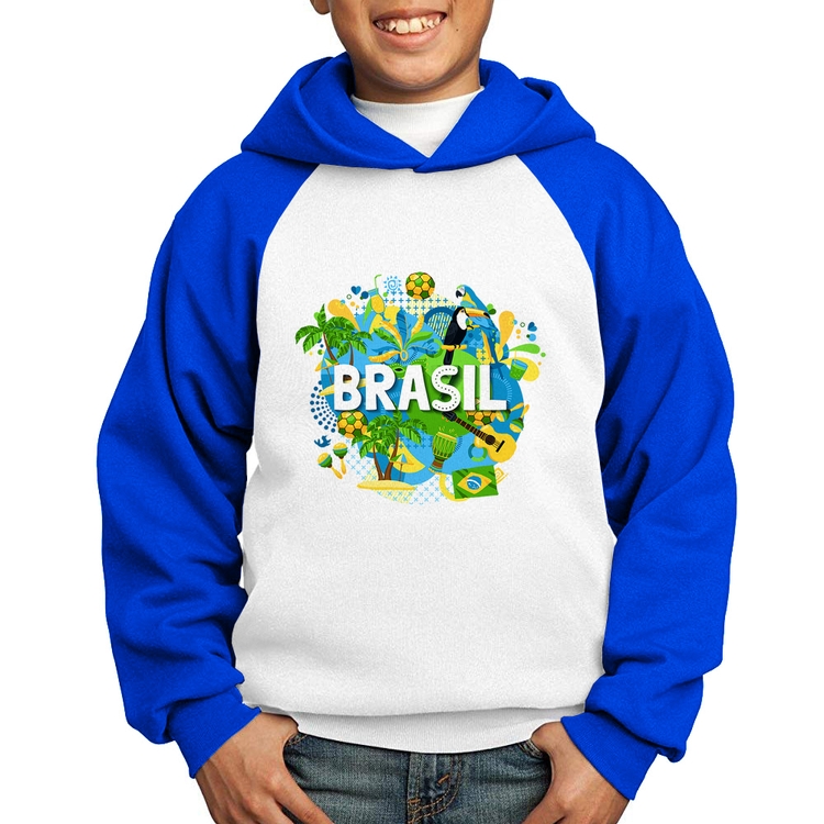 Moletom Infantil Brasil - Branco/Azul