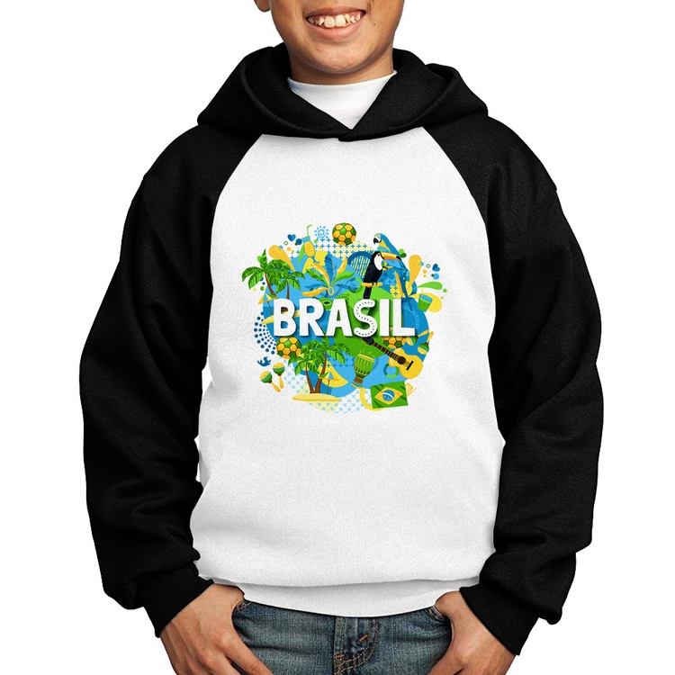 Moletom Infantil Brasil - Branco/Preto
