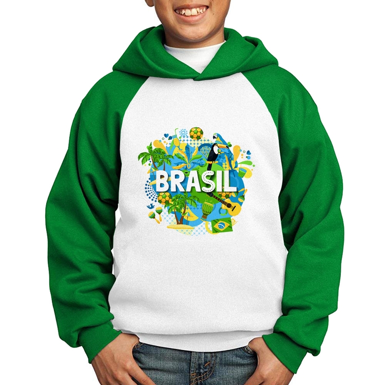 Moletom Infantil Brasil - Branco/Verde