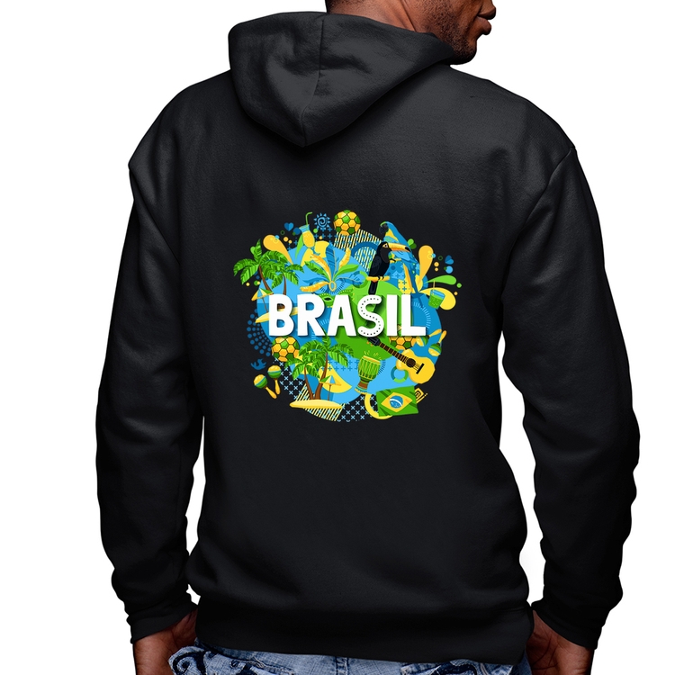 Blusa Moletom Brasil Masculina com Capuz e Zíper