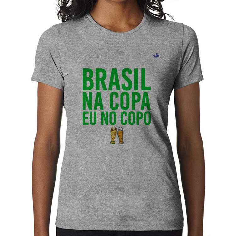 Baby Look Brasil na Copa eu no copo - Cinza