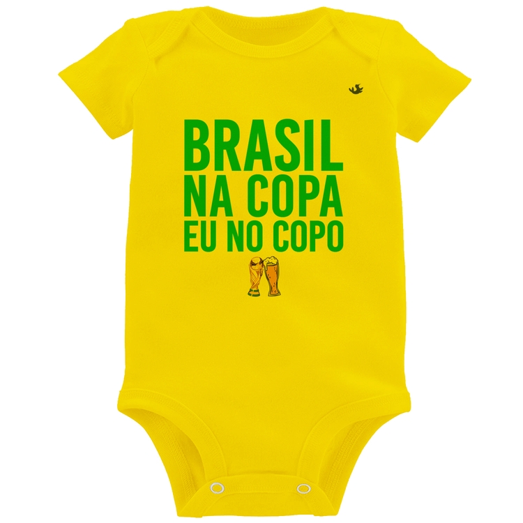 Body Bebê Brasil na Copa eu no copo - Amarelo