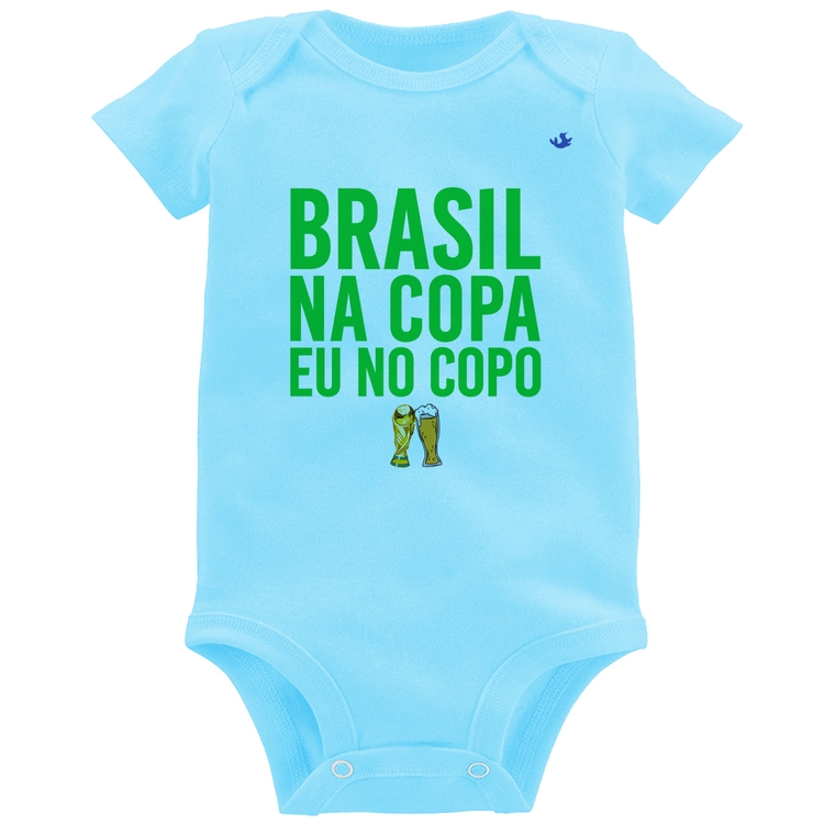 Body Bebê Brasil na Copa eu no copo - Azul Bebê