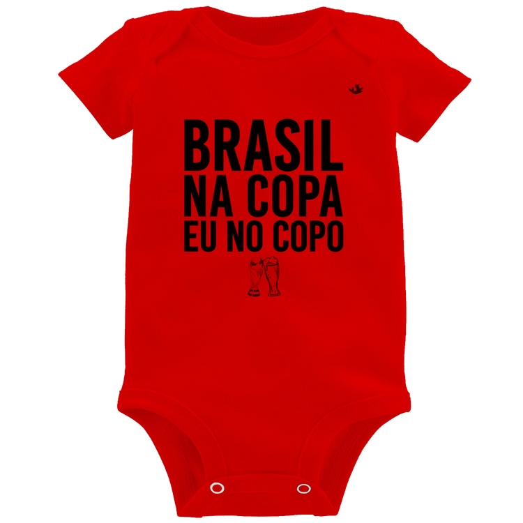 Body Bebê Brasil na Copa eu no copo - Vermelho