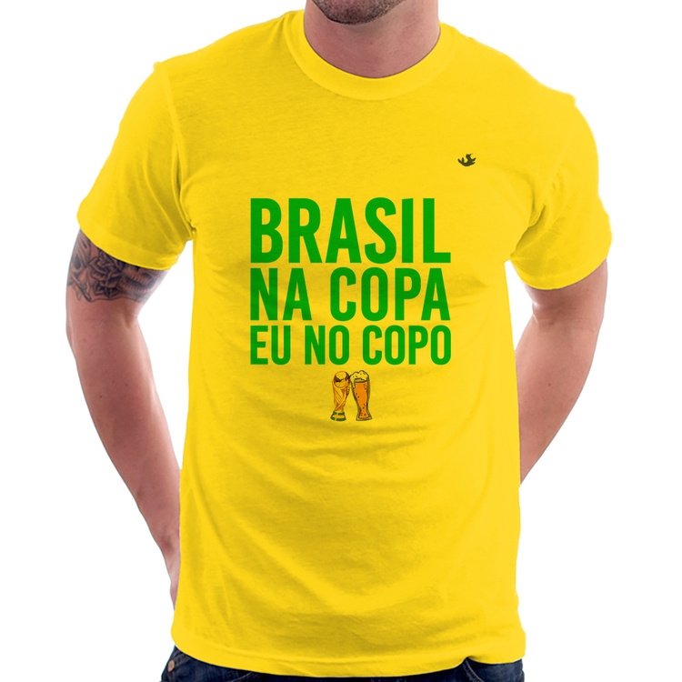 Camiseta Brasil na Copa eu no copo - Amarela