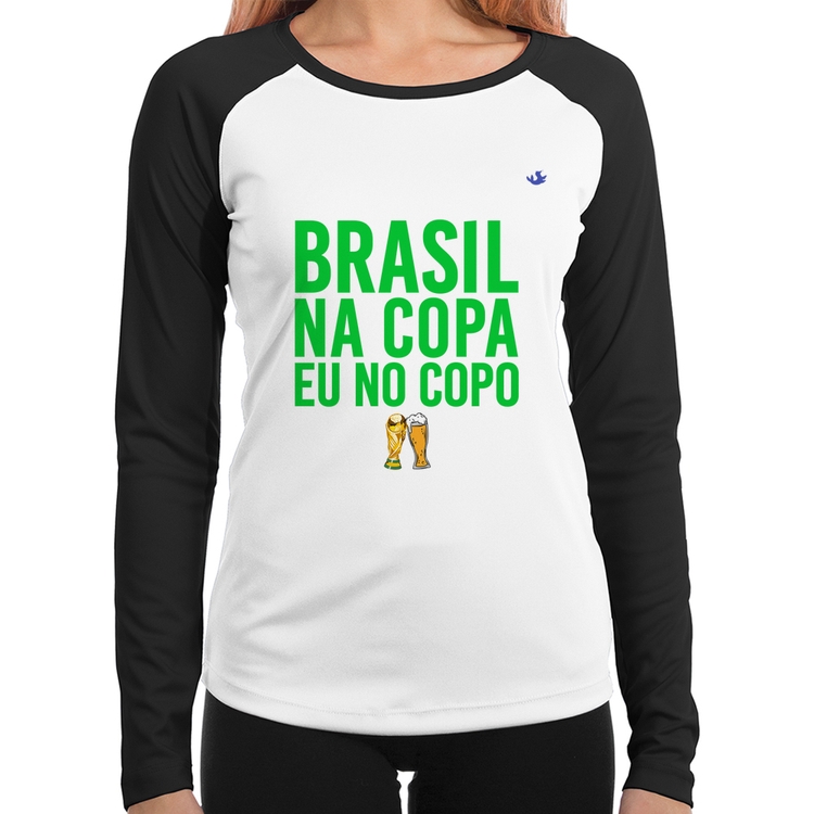 Baby Look Raglan Brasil na Copa eu no copo Manga Longa