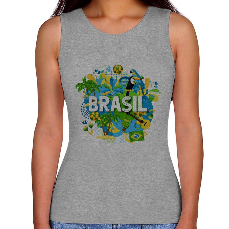 Regata Feminina Brasil - Cinza