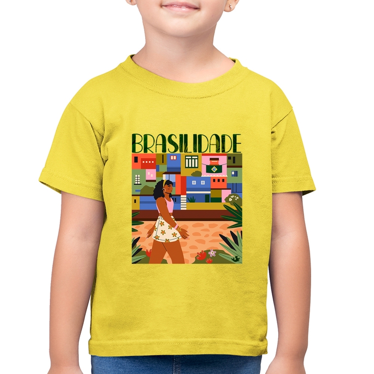 Camiseta Algodão Infantil Brasilidade - Amarelo Canário