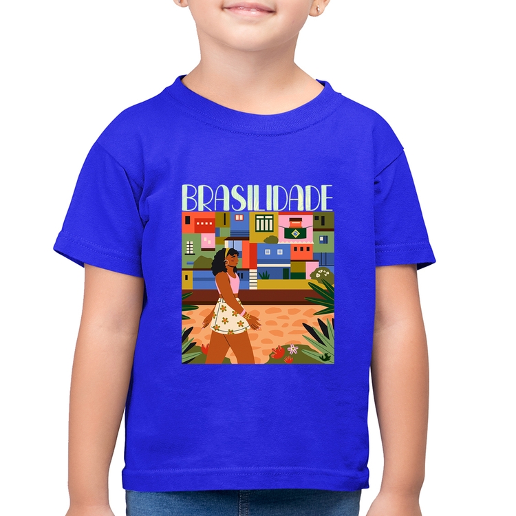 Camiseta Algodão Infantil Brasilidade - Azul Royal