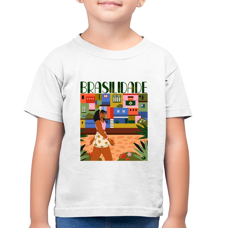 Camiseta Algodão Infantil Brasilidade - Branca
