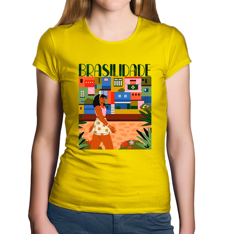 Baby Look Algodão Brasilidade - Amarela