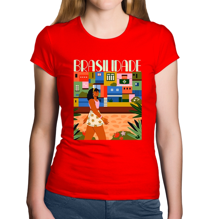 Baby Look Algodão Brasilidade - Vermelha