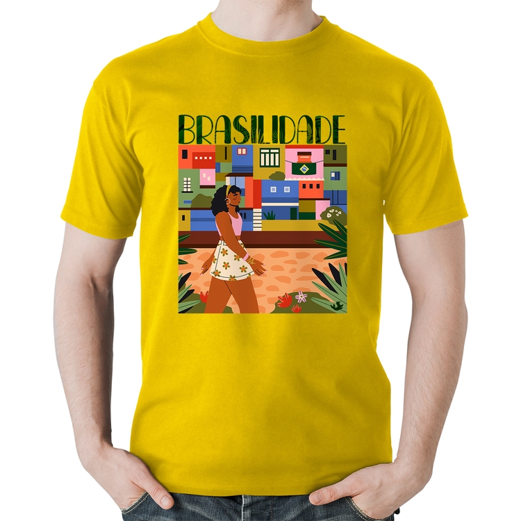 Camiseta Algodão Brasilidade - Amarela