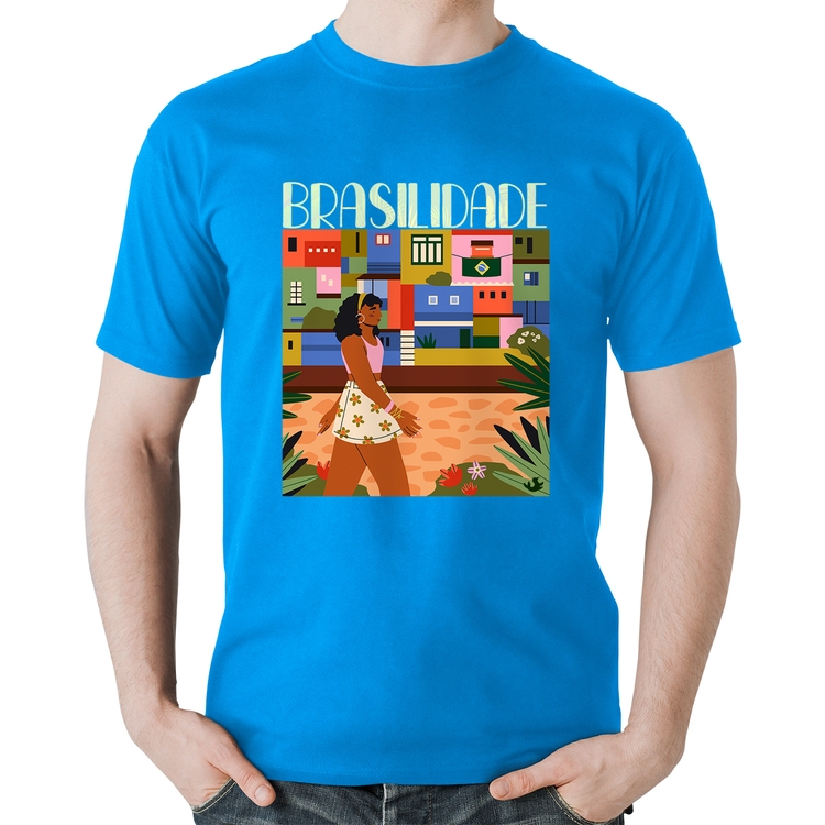 Camiseta Algodão Brasilidade - Azul