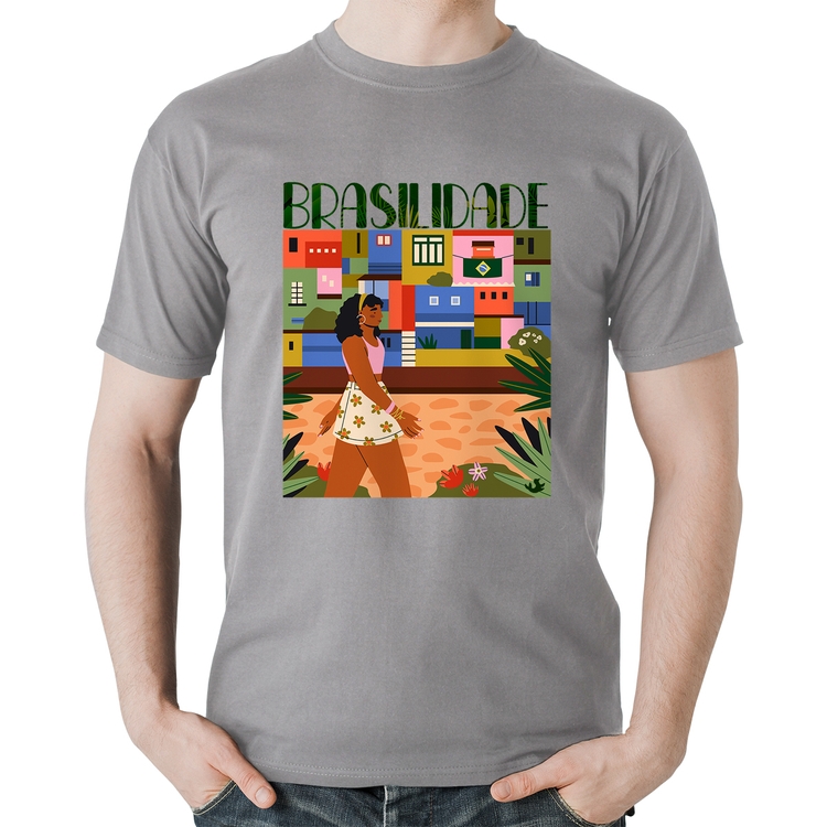 Camiseta Algodão Brasilidade - Cinza