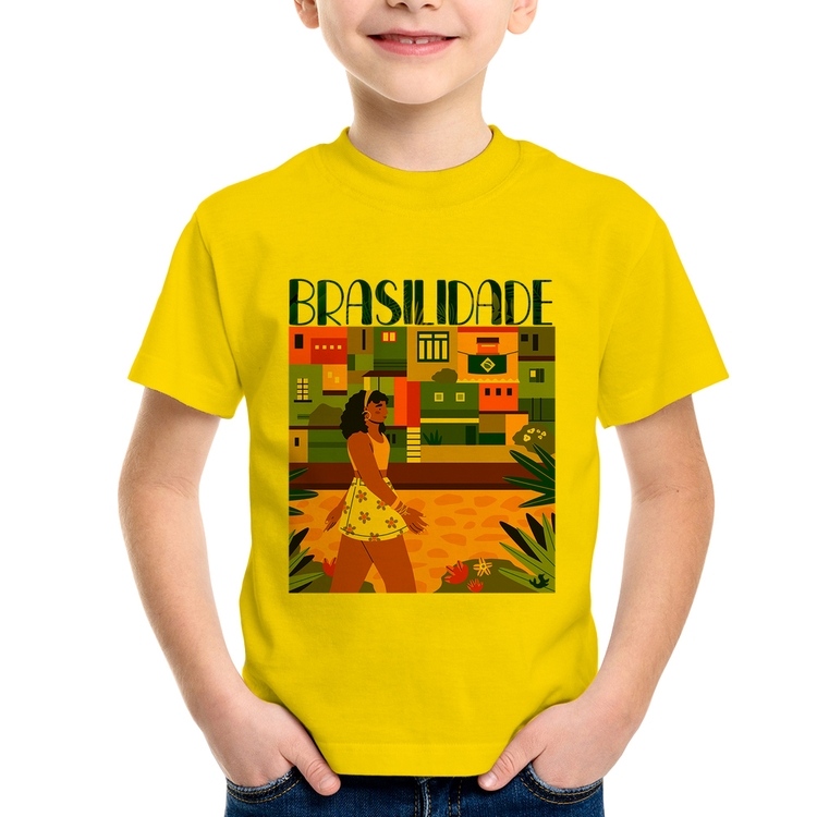 Camiseta Infantil Brasilidade - Amarela