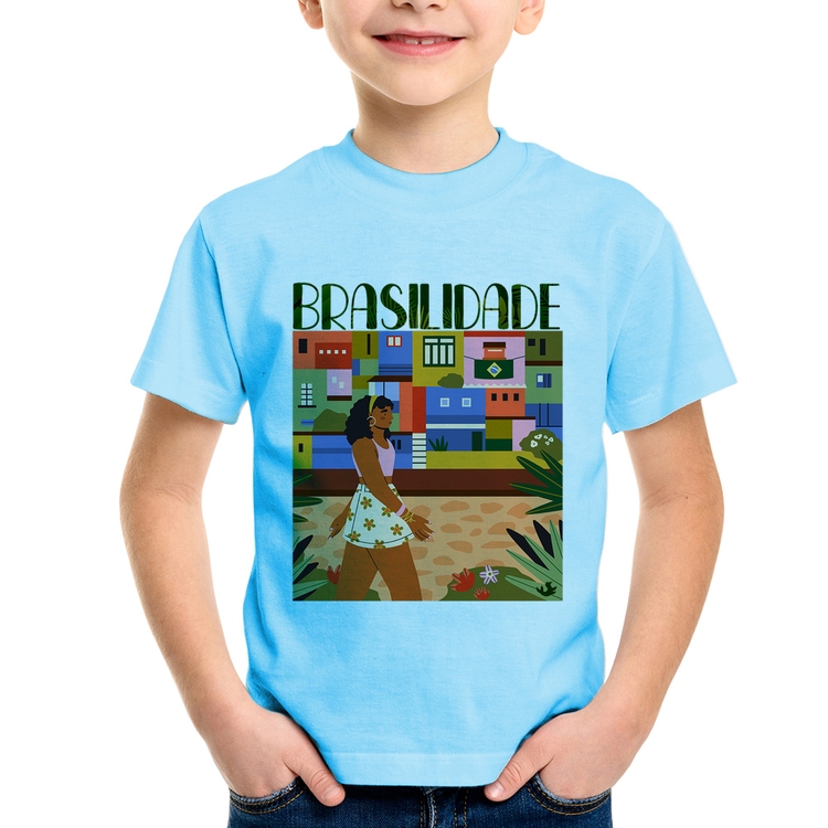 Camiseta Infantil Brasilidade - Azul Bebê
