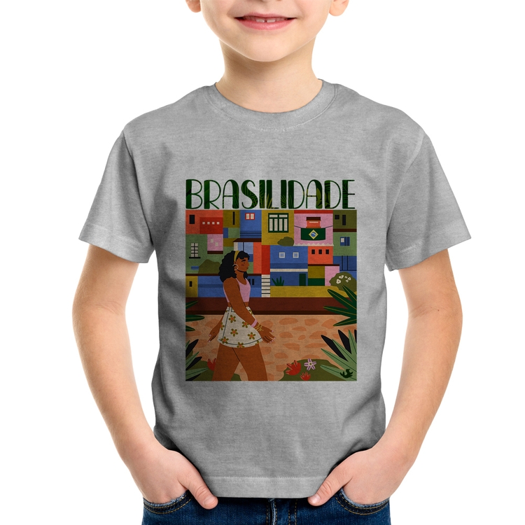 Camiseta Infantil Brasilidade - Cinza