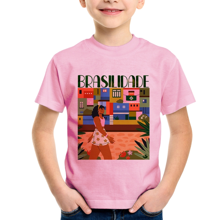 Camiseta Infantil Brasilidade - Rosa Bebê