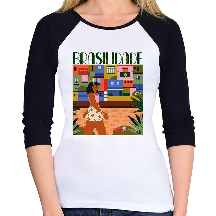 Baby Look Raglan Brasilidade Manga 3/4
