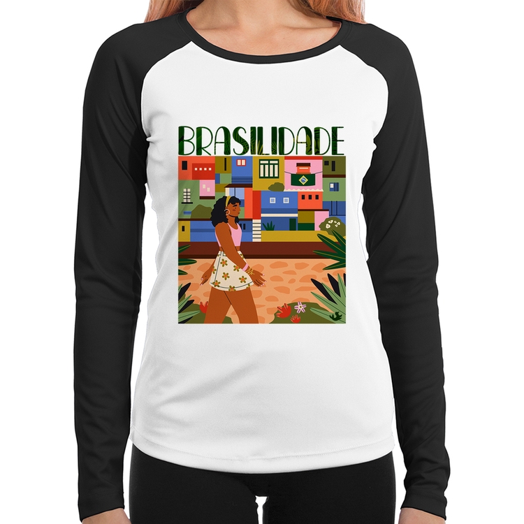 Baby Look Raglan Brasilidade Manga Longa