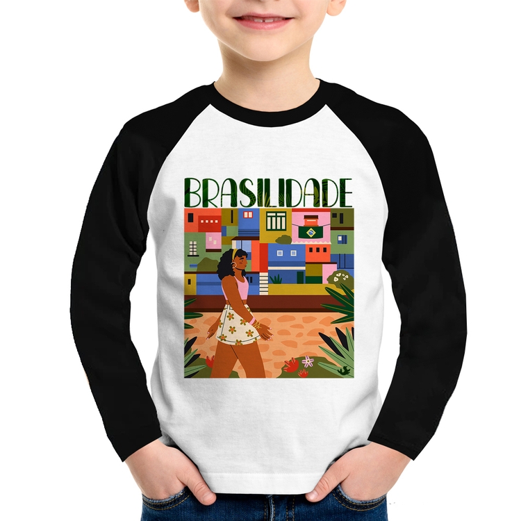Camiseta Raglan Infantil Brasilidade Manga Longa