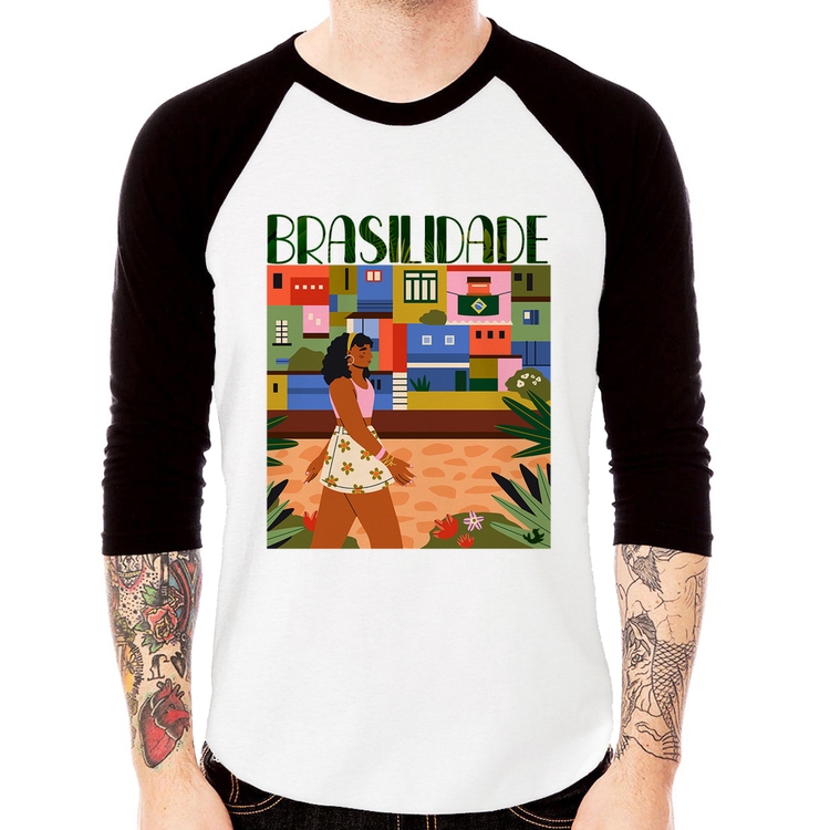 Camiseta Raglan Brasilidade Manga 3/4