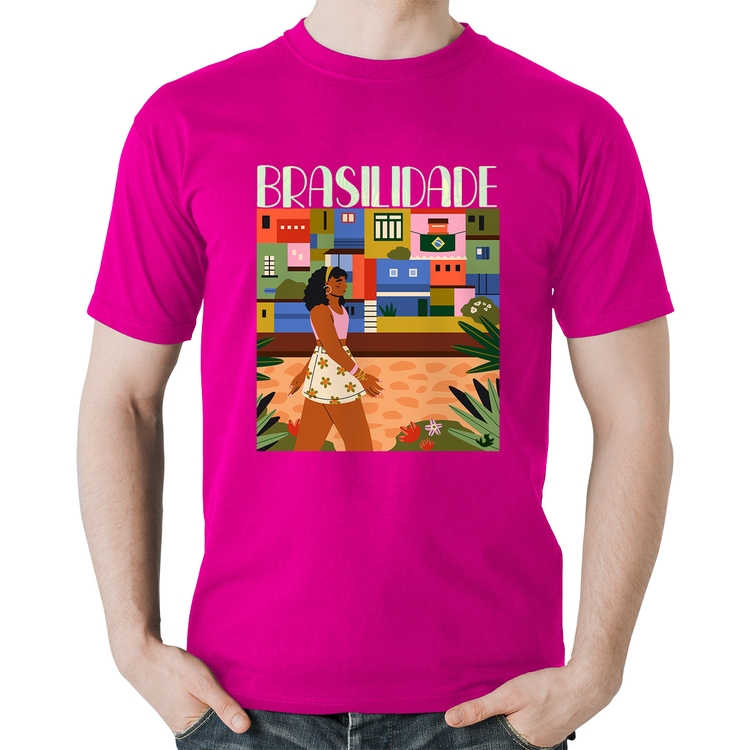 Camiseta Algodão Brasilidade - Rosa