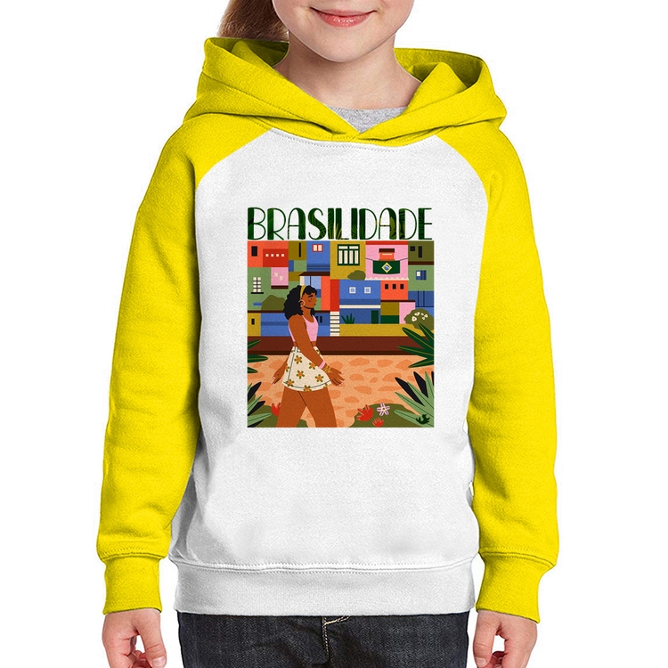 Moletom Infantil Brasilidade - Branco/Amarelo
