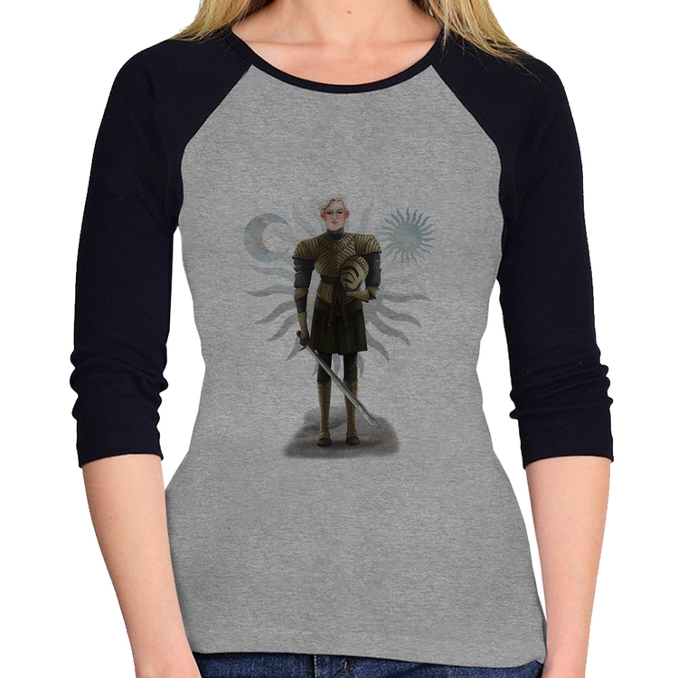 Baby Look Raglan Brienne of Tarth Manga 3/4 - Cinza/Preto