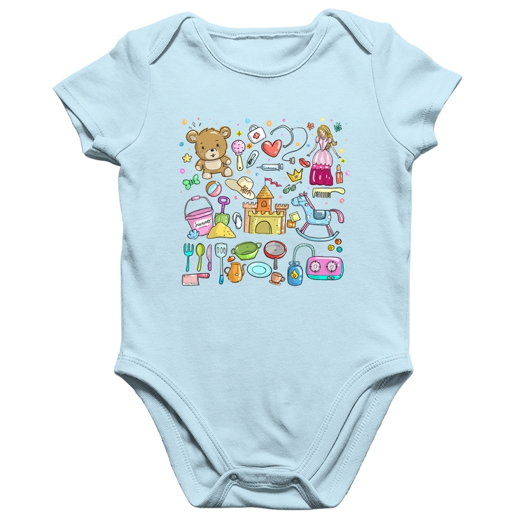 Body Bebê Algodão Brinquedos - Azul Bebê