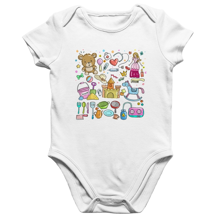 Body Bebê Algodão Brinquedos - Branco