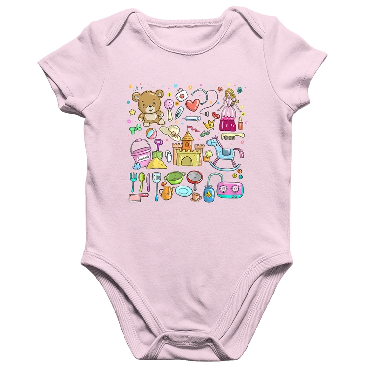 Body Bebê Algodão Brinquedos - Rosa Bebê