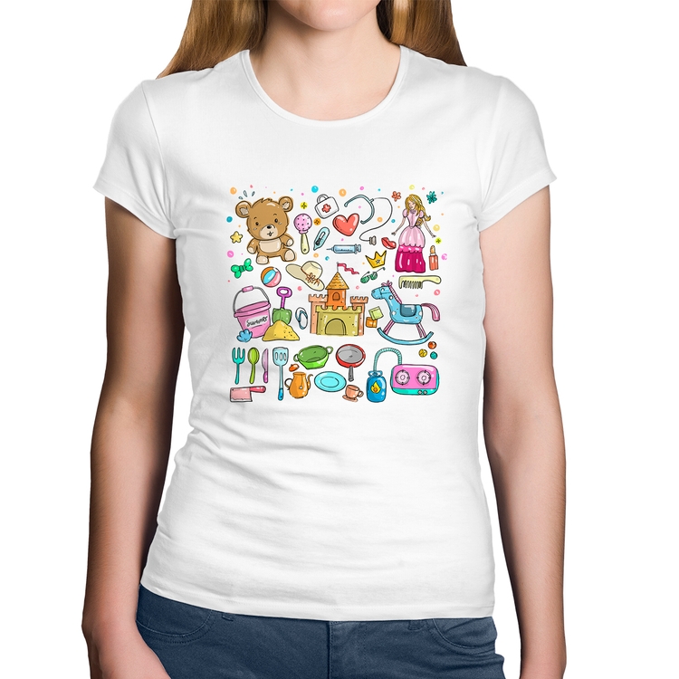 Baby Look Algodão Brinquedos - Branca