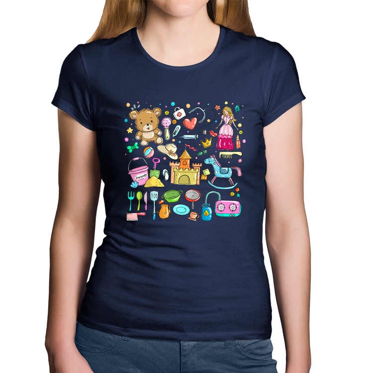 Baby Look Algodão Brinquedos - Marinho