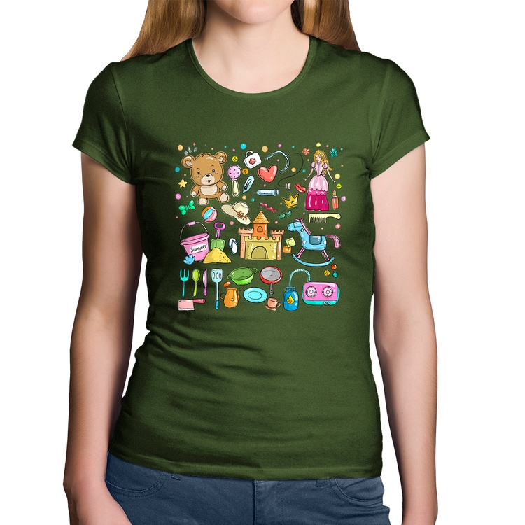 Baby Look Algodão Brinquedos - Musgo