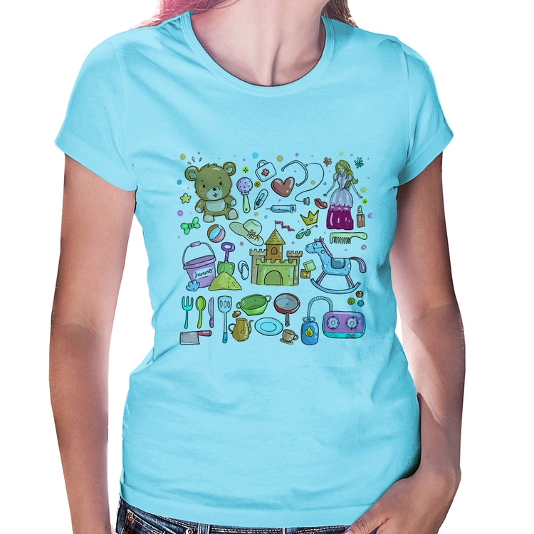 Baby Look Brinquedos - Azul Bebê