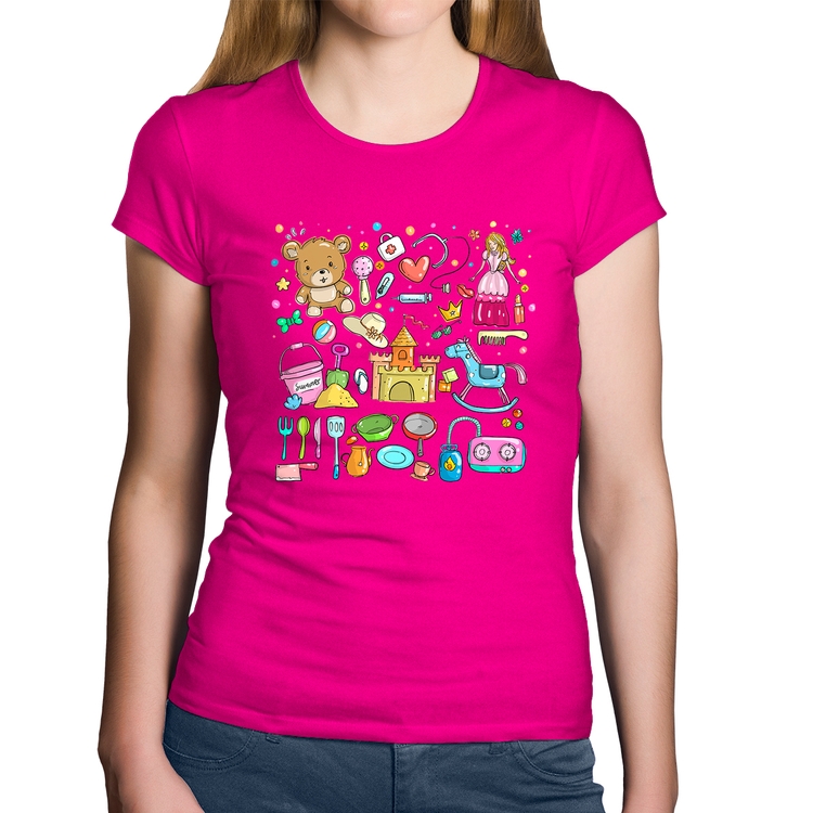 Baby Look Algodão Brinquedos - Rosa