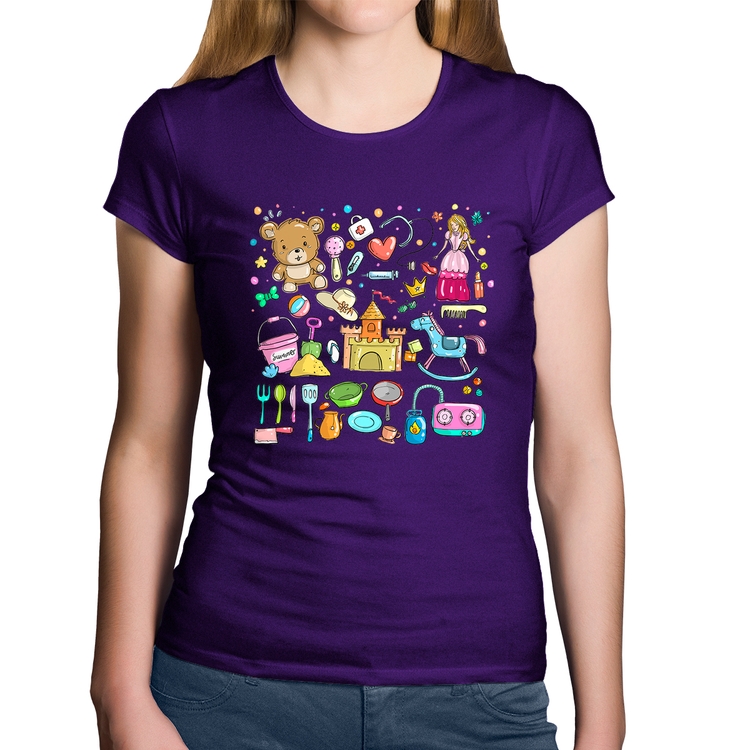 Baby Look Algodão Brinquedos - Roxa