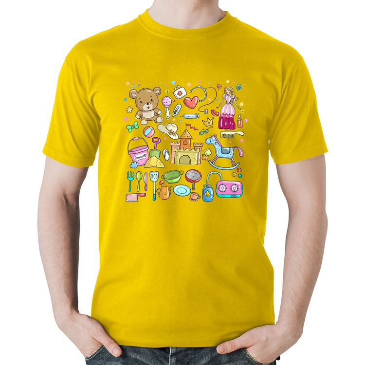Camiseta Algodão Brinquedos - Amarela