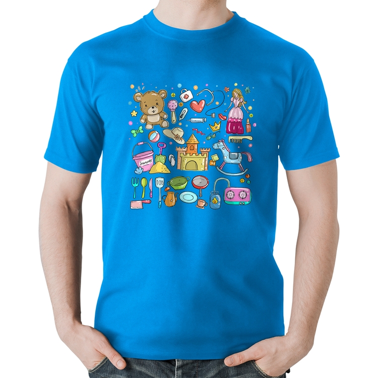 Camiseta Algodão Brinquedos - Azul
