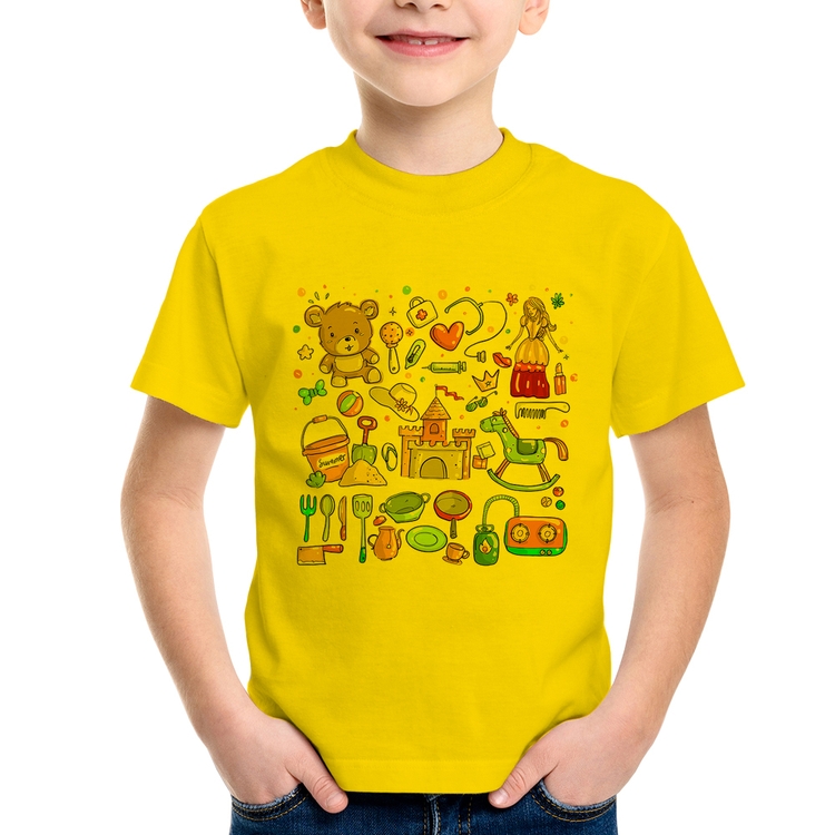 Camiseta Infantil Brinquedos - Amarela
