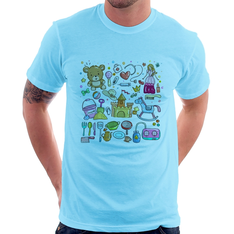 Camiseta Brinquedos - Azul Bebê