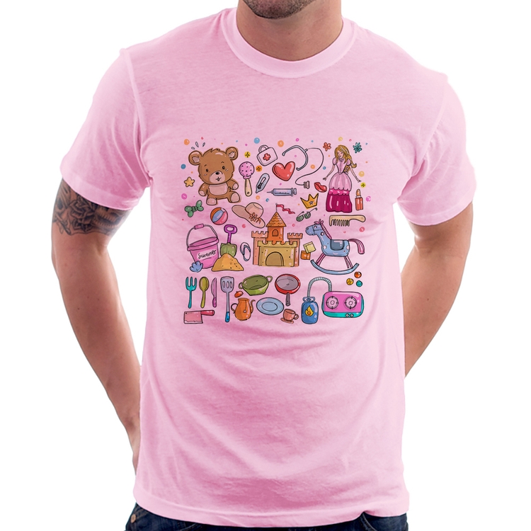 Camiseta Brinquedos - Rosa Bebê